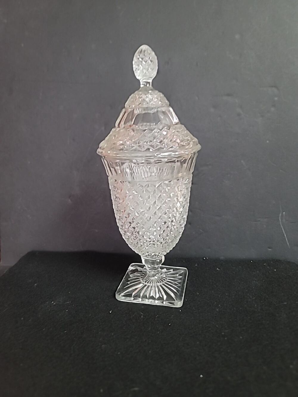 Vintage Anchor Hocking Depression Glass Miss American 11.5 Inch Pedestal Urn